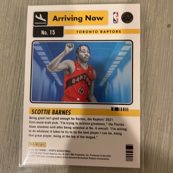 Scottie Barnes 2021 2022 RC Panini arriving now NBA hoops Toronto Raptors. - Picture 2 of 2